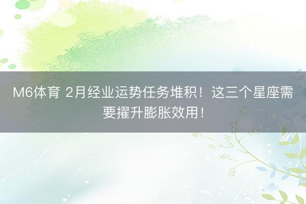 M6体育 2月经业运势任务堆积!这三个星座需要擢升膨胀效用!