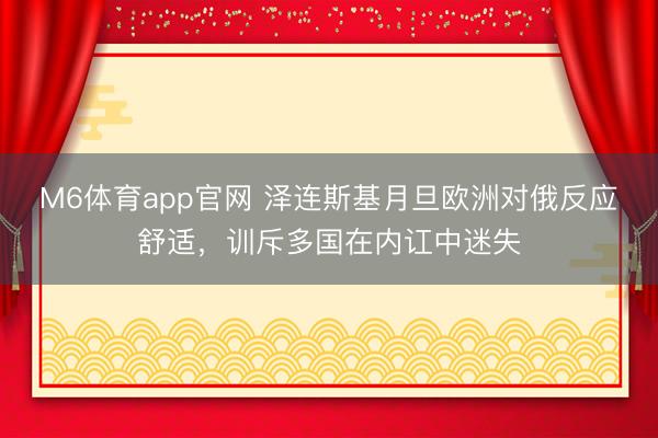 M6体育app官网 泽连斯基月旦欧洲对俄反应舒适,训斥多国在内讧中迷失